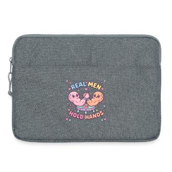 Armdrücken – Echte Männer halten Händchen - Laptoptasche 15" - Grau meliert - Vorne