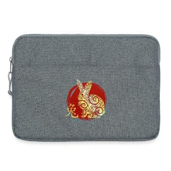 Horoscope du zodiaque chinois du lapin - Sacoche pour ordinateur portable 15 pouces - gris chiné - Devant