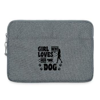 Fille qui aime son chien - Sacoche pour ordinateur portable 15 pouces - gris chiné - Devant