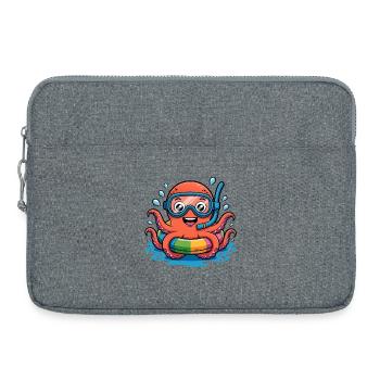 Bunter Oktopus mit Taucherbrille - Laptoptasche 15" - Grau meliert - Vorne