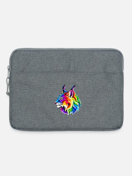 Leuchtender Regenbogen-Luchs - Laptoptasche 15" - Grau meliert