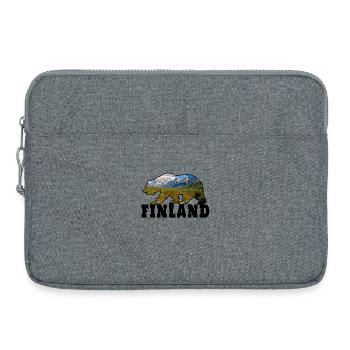 Finnland Bär mit Landschaft Geschenk Skandinavien - Laptoptasche 15" - Grau meliert - Vorne