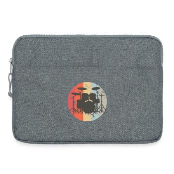 Batterie, Tambour, Musique, Rétro, Batterie, Band - Sacoche pour ordinateur portable 15 pouces - gris chiné - Devant