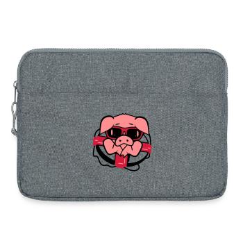 A pig with sunglasses and Life-Belt - Laptop bag 15" - heather grey - Front