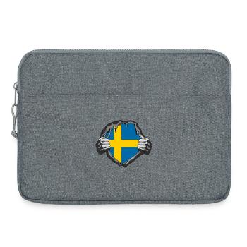 Schweden Brust / Geschenk Stockholm Göteborg - Laptoptasche 15" - Grau meliert - Vorne