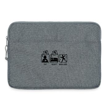Boulder Klettern Bergsteigen Eat Sleep Spruch - Laptoptasche 15" - Grau meliert - Vorne