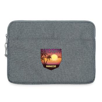 Mauritius Design mit Palmen und Sonne / Geschenk - Laptoptasche 15" - Grau meliert - Vorne