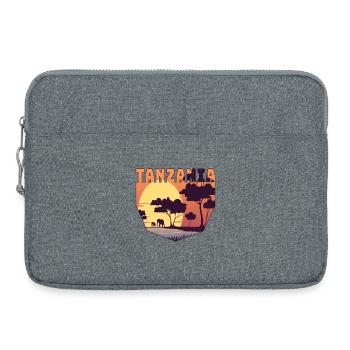 Tanzania safari design with elephants - Laptop bag 15" - heather grey - Front
