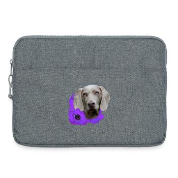 Anémones au braque de Weimar, amoureux des chiens de chasse - Sacoche pour ordinateur portable 15 pouces - gris chiné - Devant