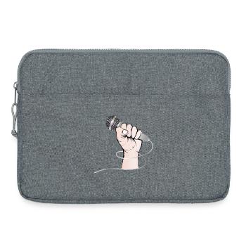 Eine Hand eines Sängers hält ein Gesangs Mikrofon - Laptoptasche 15" - Grau meliert - Vorne