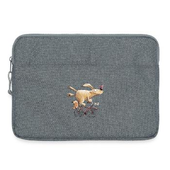 Drolliger Hund Auf Fahrrad Comic Radfahrer - Laptoptasche 15" - Grau meliert - Vorne