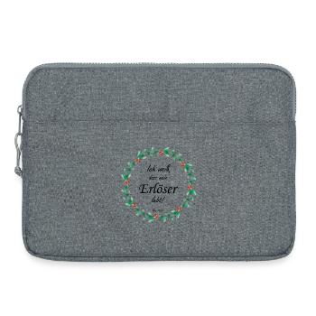 Christliches Design – Mein Erlöser lebt Hiob 19,25 - Laptoptasche 15" - Grau meliert - Vorne