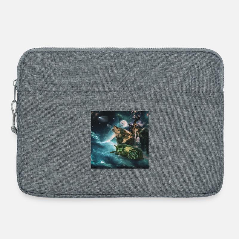 Wolf, der im Mondschein mpresst - Laptoptasche 15" - Grau meliert