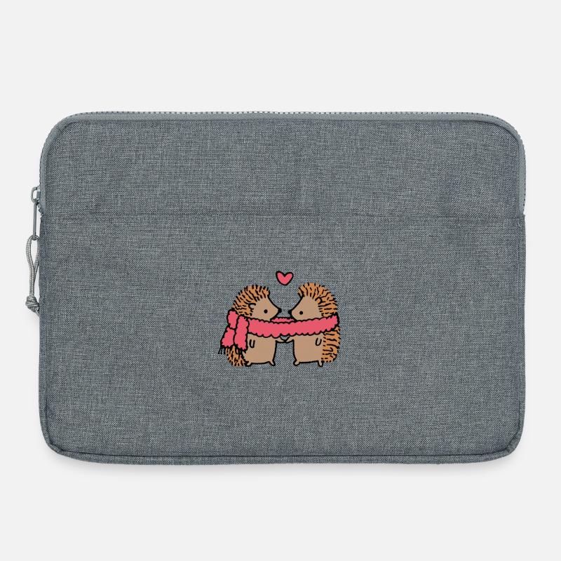 Cuddly hedgehogs with heart motif - Laptop bag 15" - heather grey