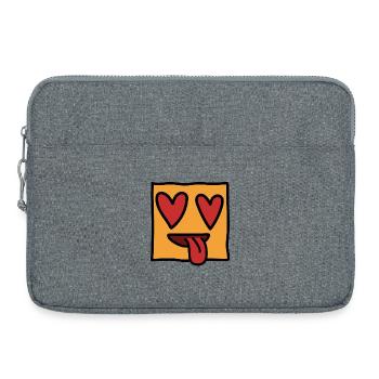 Funny Emoticon Expression Kawaii Square Face - Laptop bag 15" - heather grey - Front