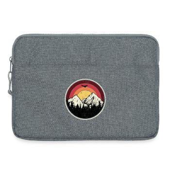 Sunset Peaks Mountain Round Illustration - Laptop bag 15" - heather grey - Front