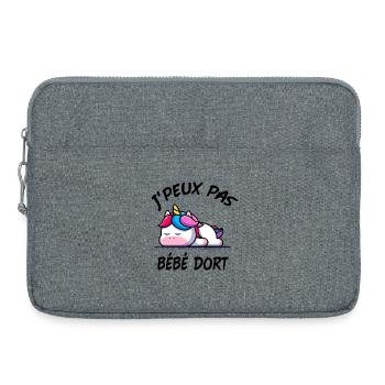 J'PEUX PAS BÉBÉ DORT GROSSESSE LICORNE - Sacoche pour ordinateur portable 15 pouces - gris chiné - Devant