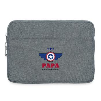 Papa mon super héros - Sacoche pour ordinateur portable 15 pouces - gris chiné - Devant