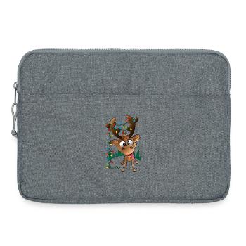 Christmas reindeer rudolph with led lights - Laptop bag 15" - heather grey - Front