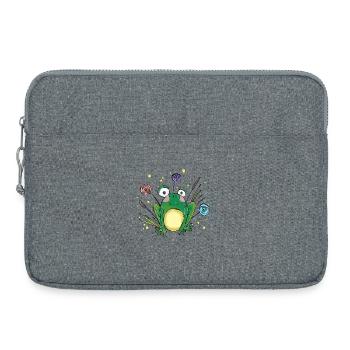 Süßer kleiner Frosch im Gras – Cartoon Design - Laptoptasche 15" - Grau meliert - Vorne
