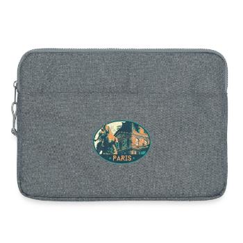 Badge retro, Paris France est ma ville natale - Sacoche pour ordinateur portable 15 pouces - gris chiné - Devant