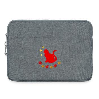 sitzende katze, herbstlich, pet prints - Laptoptasche 15" - Grau meliert - Vorne