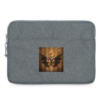 Stunning steampunk heart with wings - Laptop bag 15" - heather grey - Front