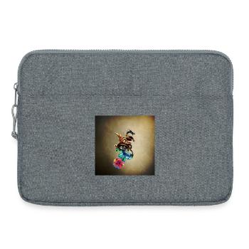 Œil impressionnant avec horloge et dragon. - Sacoche pour ordinateur portable 15 pouces - gris chiné - Devant