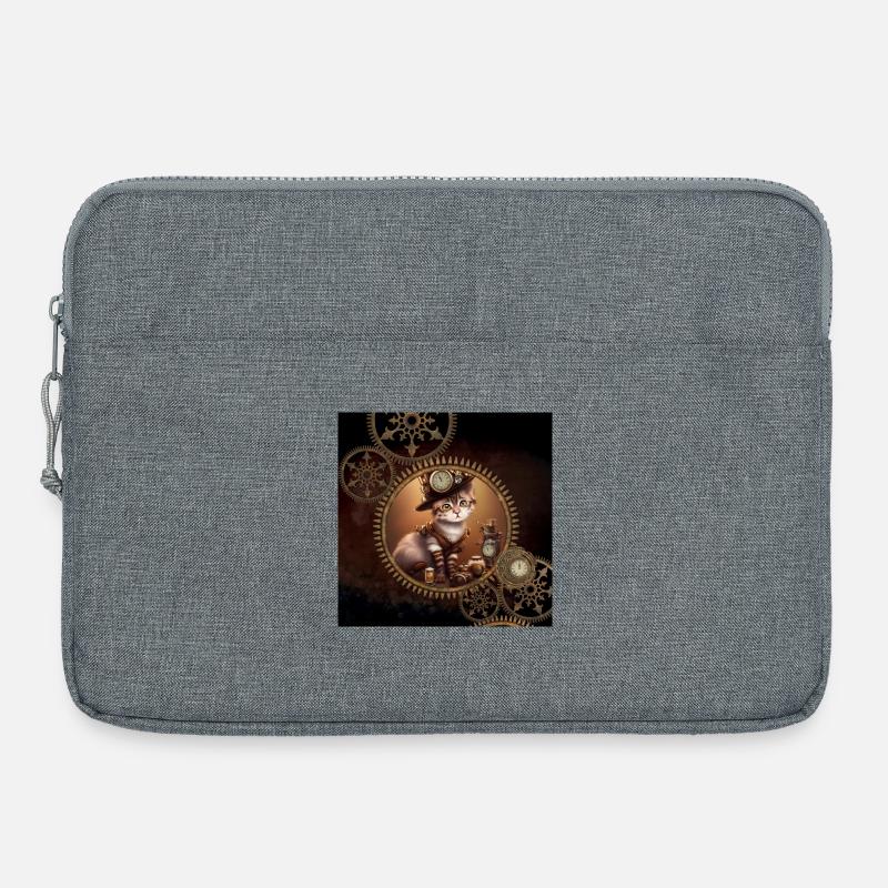 Kleines Steampunk-Kätzchen - Laptoptasche 15" - Grau meliert