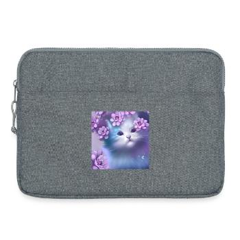 Chaton mignon - Sacoche pour ordinateur portable 15 pouces - gris chiné - Devant