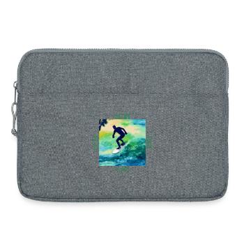 Surfers on color waves - Laptop bag 15" - heather grey - Front