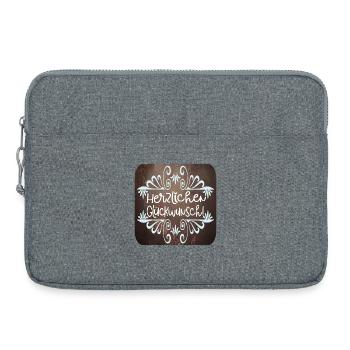 Herzlichen Glückwunsch - Geburtstag - GRATULATION - Laptoptasche 15" - Grau meliert - Vorne