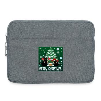 JOYEUX NOËL - DRÔLES DE CHATS - PISTON DE TOILETTE - Sacoche pour ordinateur portable 15 pouces - gris chiné - Devant