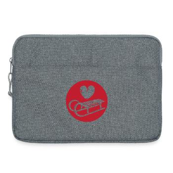 Coeur Luge Symbole Toboggan Neige Sports d’hiver - Sacoche pour ordinateur portable 15 pouces - gris chiné - Devant
