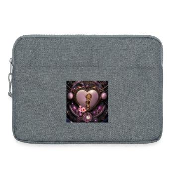Merveilleux cœur steampunk avec fée - Sacoche pour ordinateur portable 15 pouces - gris chiné - Devant
