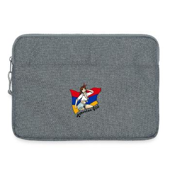 Motif du drapeau de l'Arménie pour fille - Sacoche pour ordinateur portable 15 pouces - gris chiné - Devant