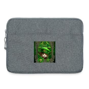 Un chaton mignon célèbre la Saint-Patrick - Sacoche pour ordinateur portable 15 pouces - gris chiné - Devant