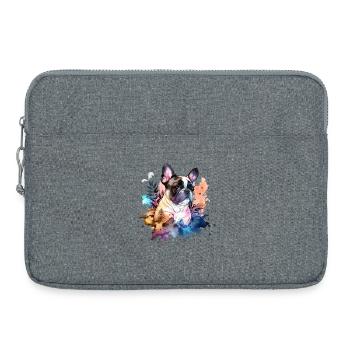 Bouledogue français - Sacoche pour ordinateur portable 15 pouces - gris chiné - Devant