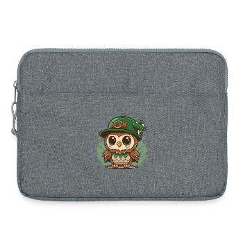 Chouette kawaii de la Saint-Patrick avec chapeau - Sacoche pour ordinateur portable 15 pouces - gris chiné - Devant