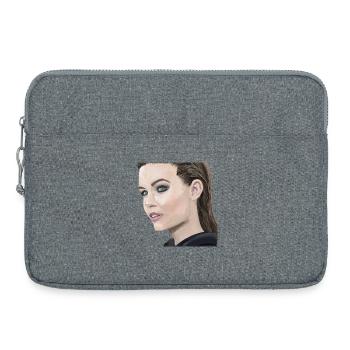 Portrait d’une ravissante femme - aquarelle - Sacoche pour ordinateur portable 15 pouces - gris chiné - Devant