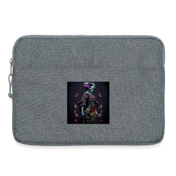Geisha Dia muerta Floral Ebony - Geisha Zombie - Laptop bag 15" - heather grey - Front