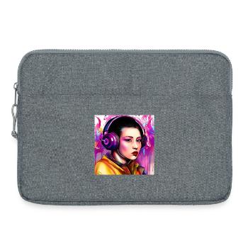 Neon Kopfhörer Porträt Popartstil - Laptoptasche 15" - Grau meliert - Vorne