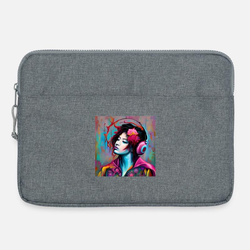 Neonporträt mit Kopfhörer - Laptoptasche 15" - Grau meliert