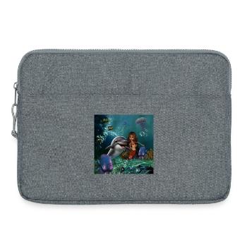 Sirène mignonne et dauphin drôle - Sacoche pour ordinateur portable 15 pouces - gris chiné - Devant