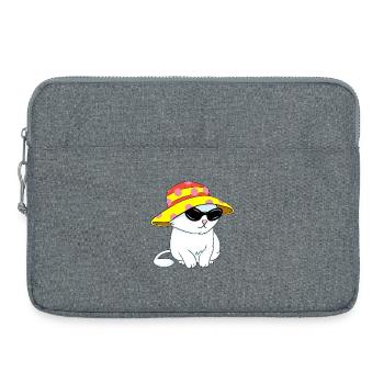 Chaton de style plage - Sacoche pour ordinateur portable 15 pouces - gris chiné - Devant