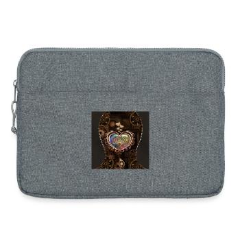 Romantisches Steampunk-Herz - Laptoptasche 15" - Grau meliert - Vorne