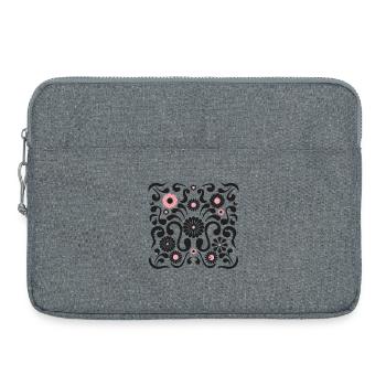 Festival des fleurs L Noir et Rose - Sacoche pour ordinateur portable 15 pouces - gris chiné - Devant