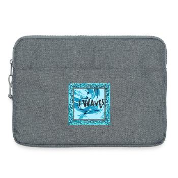 Lebendige Wellenkunst im Blau - Surferdesign - Laptoptasche 15" - Grau meliert - Vorne