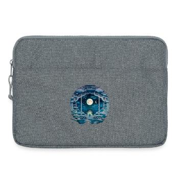 Nuit au clair de lune dans le pavillon du jardin bleu - Sacoche pour ordinateur portable 15 pouces - gris chiné - Devant