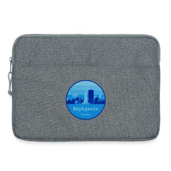 Reykjavík Skyline Blue Round Logo - Laptop bag 15" - heather grey - Front
